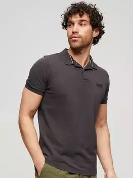 Рубашка-поло Superdry Destroyed, винтажная черная