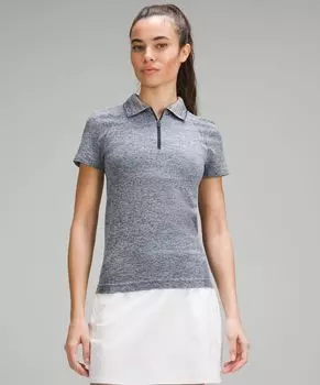 Рубашка-поло Swiftly Tech с короткими рукавами и молнией до половины Lululemon, нави