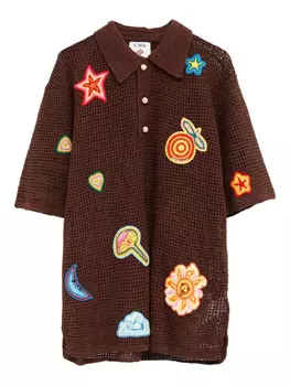 Рубашка-поло, связанная крючком Casablanca, коричневый