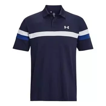 Рубашка поло t2g colour block polo shirt 'navy white' Under Armour, синий