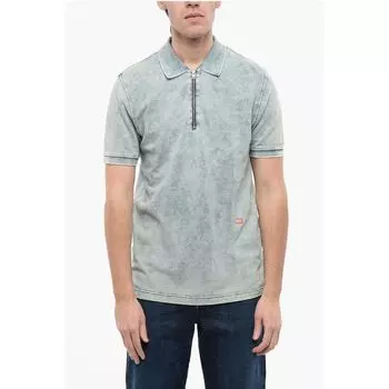Рубашка поло T-SMITH-ZIP с эффектом кислотной стирки RED TAG и полузастежкой Zi Diesel, Blue
