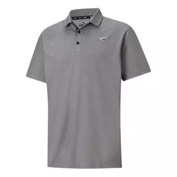 Рубашка поло tech pique polo shirt 'grey white black' Puma, серый