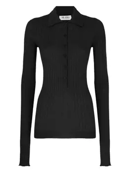 Рубашка-поло The Attico chunky-ribbed polo top, черный