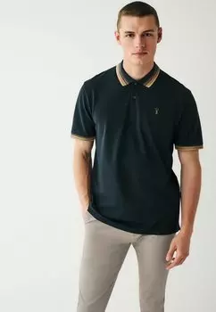 Рубашка-поло Tipped Regular Fit Next, цвет navy blue tan brown