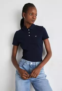 Рубашка-поло Tommy Jeans SLIM ESSENTIAL, тёмно-синий