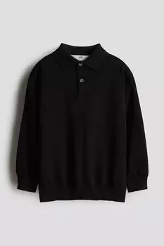 Рубашка поло тонкой вязки H&M, черный