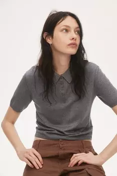 Рубашка поло тонкой вязки H&M, серый