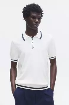 Рубашка-Поло тонкой вязки приталенного кроя H&M, белый