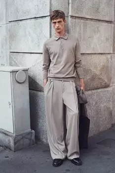 Рубашка-Поло тонкой вязки приталенного кроя H&M, серый