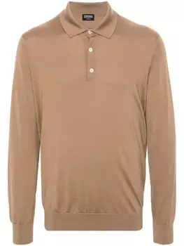 Рубашка поло тонкой вязки Zegna, коричневый