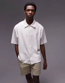 Рубашка-поло Topman Oversized Jersey With Snap Closure, экрю
