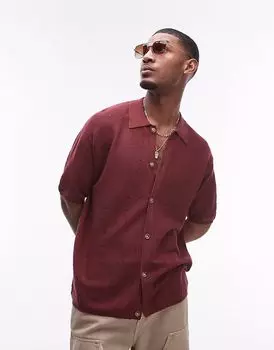 Рубашка-поло Topman с ажурным узором бордового цвета