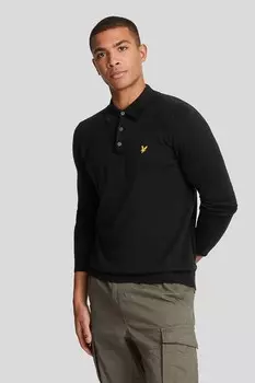 Рубашка-поло трикотажная иLyle & Scott с длинными рукавами, черный