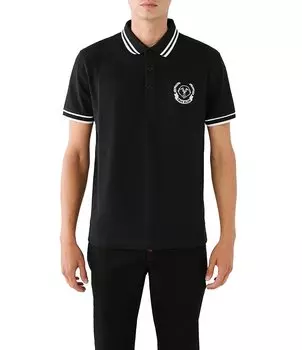 Рубашка-поло True Religion с короткими рукавами и лицом Будды, черный