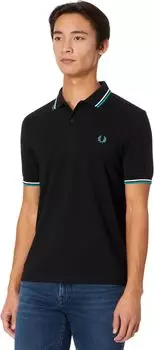 Рубашка-поло Twin Tipped Fred Perry Shirt Fred Perry, цвет Black/Ecru/Dark Mint