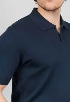 Рубашка-поло Two-Button Short Sleeve Dalle Piane Cashmere, синяя