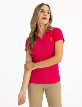 Рубашка-поло U.S. Polo Assn. в рубчик, фуксия