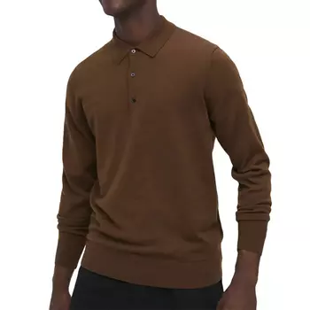 Рубашка-поло Uniqlo 100% Extra Fine Merino Knit Long Sleeved, коричневый