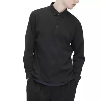 Рубашка-поло Uniqlo Airism Long Sleeved, черный