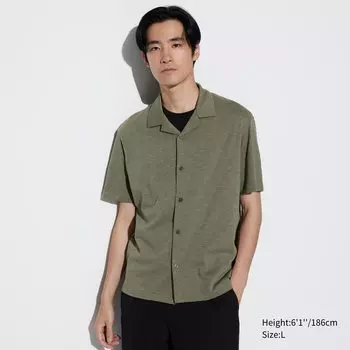 Рубашка-поло Uniqlo Airism с короткими рукавами, оливковый