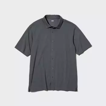 Рубашка-поло Uniqlo AIRism с открытым рукавом, серый