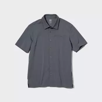 Рубашка-поло Uniqlo AIRism с открытым рукавом, серый