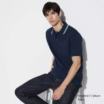 Рубашка-поло Uniqlo Airism с открытыми рукавами, темно - синий