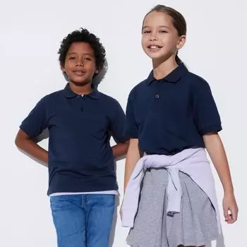 Рубашка-поло UNIQLO Dry Kanoko Pocketski с коротким рукавом, темно-синий