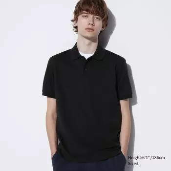 Рубашка-поло Uniqlo Dry Pique с короткими рукавами, черный