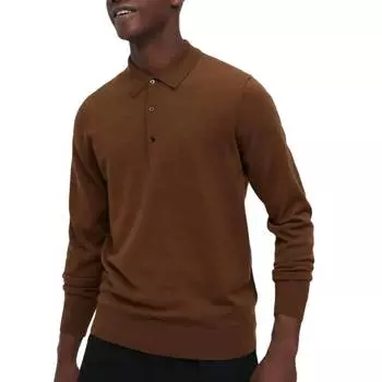 Рубашка-поло Uniqlo Extra Fine Merino, коричневый