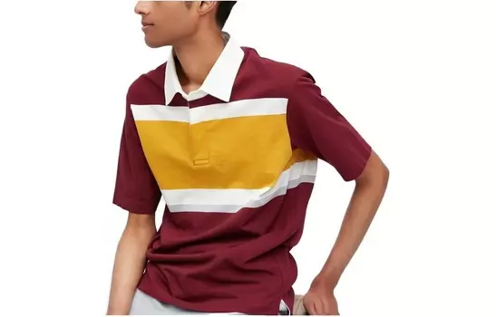 Рубашка поло унисекс бордовая Uniqlo, темно-красный