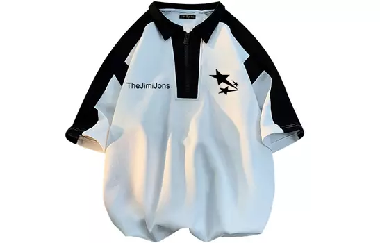 Рубашка поло унисекс JIMI&JONS, Черный (футболка с круглым вырезом из чистого хлопка)