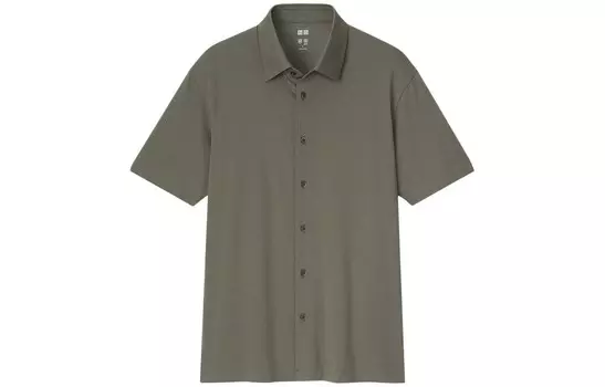 Рубашка поло унисекс оливкового цвета Uniqlo, оливковый