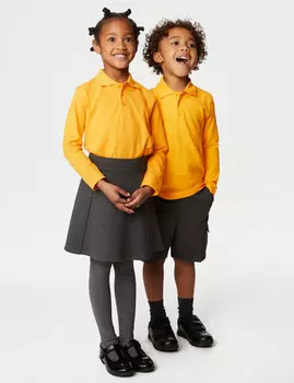 Рубашка-поло унисекс с длинными рукавами (2–16 лет) Marks & Spencer, золото
