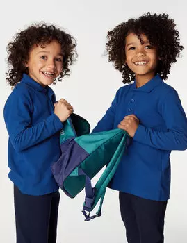 Рубашка-поло унисекс с длинными рукавами (2–16 лет) Marks & Spencer