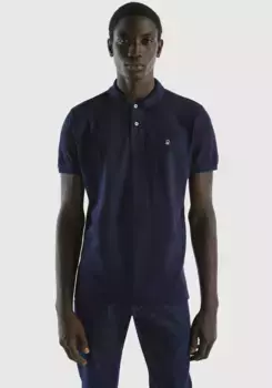 Рубашка-поло United Colors of Benetton с логотипом на уровне груди, синий