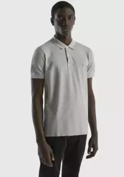 Рубашка-поло United Colors of Benetton с логотипом на уровне груди, серый