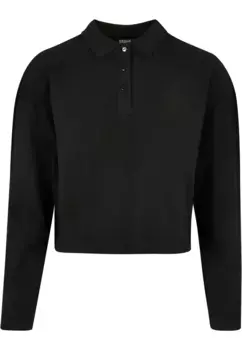 Рубашка-поло URBAN CLASSICS " Urban Classics Ladies Short Oversized Polo Longsleeve", черный