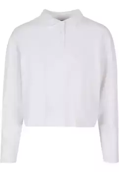Рубашка-поло URBAN CLASSICS " Urban Classics Ladies Short Oversized Polo Longsleeve", белый