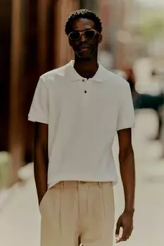Рубашка-Поло узкого кроя H&M, белый