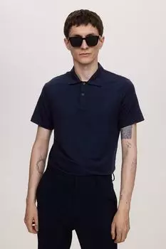 Рубашка-Поло узкого кроя из лиоцелла H&M, синий