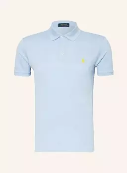 Рубашка-поло узкого кроя из пике POLO RALPH LAUREN, светло-голубой