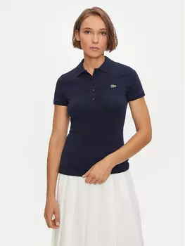 Рубашка-Поло узкого кроя Lacoste, синий