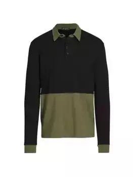 Рубашка поло узкого кроя с цветными блоками Saks Fifth Avenue, цвет moonless