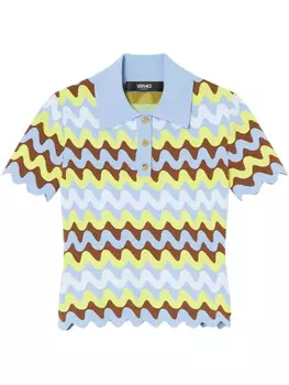 Рубашка-поло Versace из жаккардового трикотажа, синий