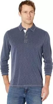Рубашка-поло Vintage Slub Long Sleeve Polo Johnston & Murphy, темно-синий