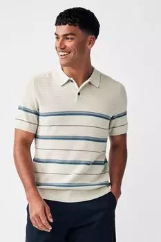 Рубашка поло в фактурную полоску Jack & Jones, бежевый