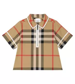 Рубашка-поло в клетку vintage check Burberry Kids, мультиколор