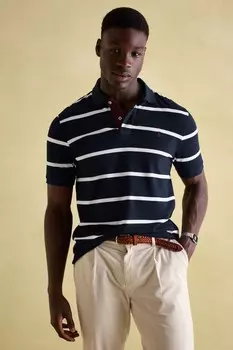 Рубашка поло в полоску цвета фундука Joules, белый