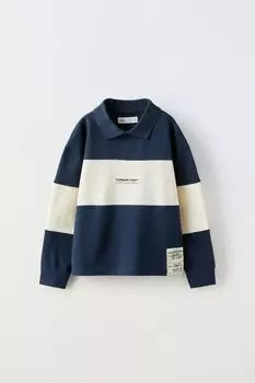 Рубашка поло в полоску с принтом слоганов ZARA, в полоску